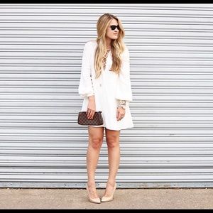White lace-front dress
